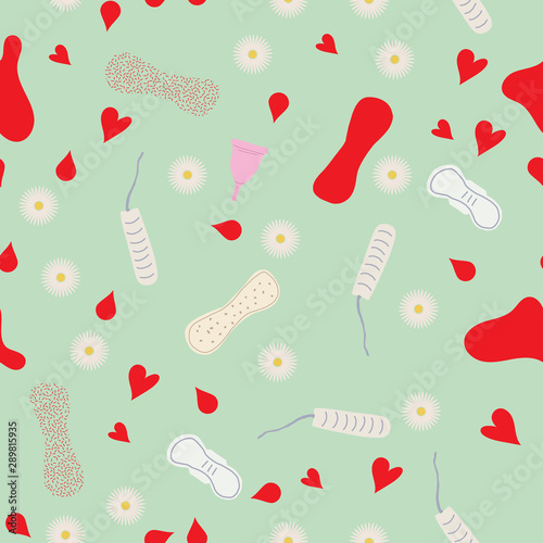 Feminine hygiene products seamless pattern.