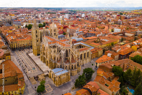 Aerial view of Leon Catholic Cathedral photo