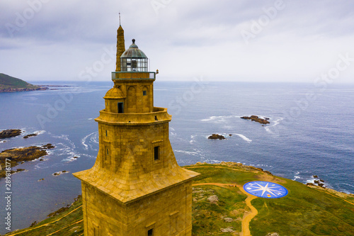 La Coruna lighthouse aerial view photo