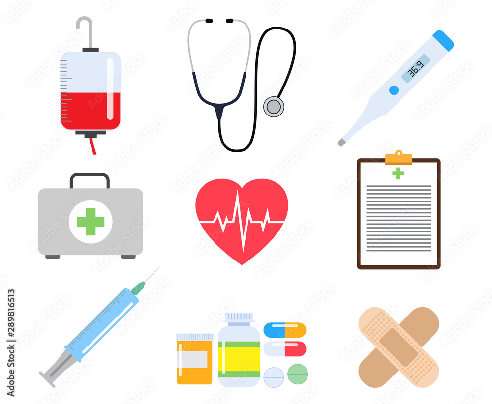 Collection of medical element healthcare and medicine vector set