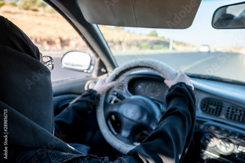 Arabic muslim woman driving