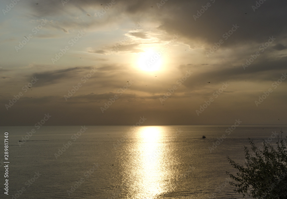 evening sunset and clouds on the sea	