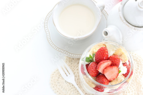 Strawberry and cream cheese jar cake for gourmet dessert image