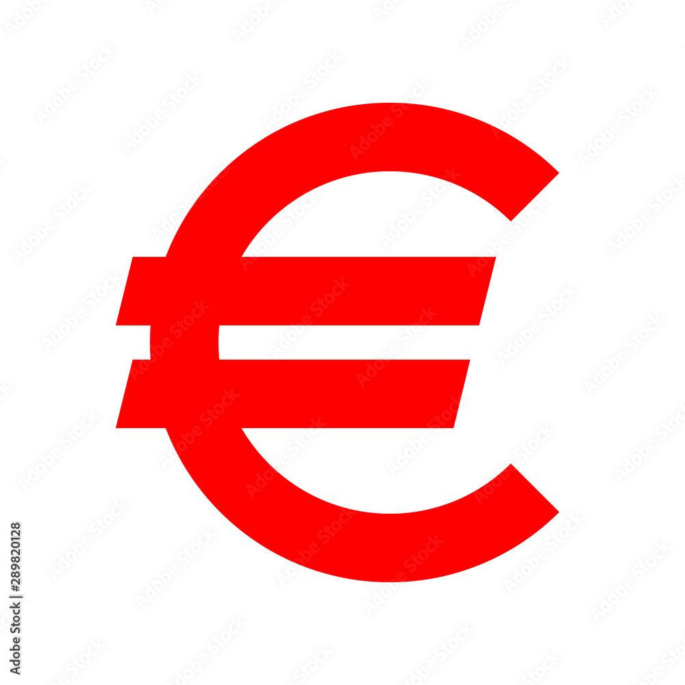 Euro currency sign symbol - red simple, isolated - vector Euro currency sign symbol - red simple, isolated - vector