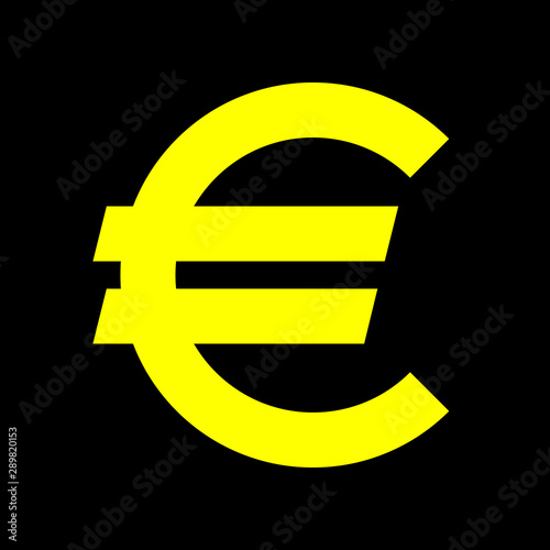 Euro currency sign symbol - yellow simple, isolated - vector