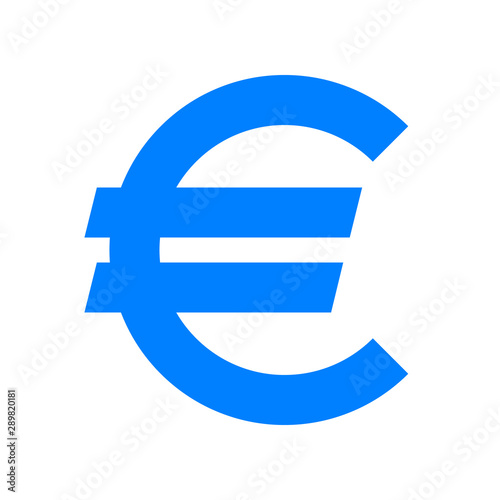 Euro currency sign symbol - blue simple, isolated - vector
