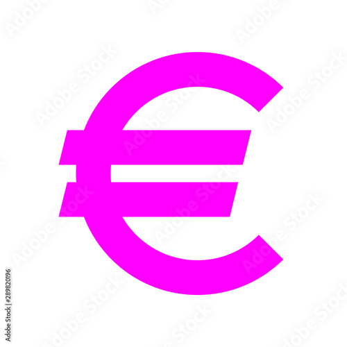 Euro currency sign symbol - purple-pink simple, isolated - vector