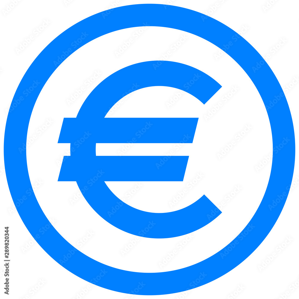 Euro currency sign symbol - blue simple inside of circle, isolated - vector Euro currency sign symbol - blue simple inside of circle, isolated - vector