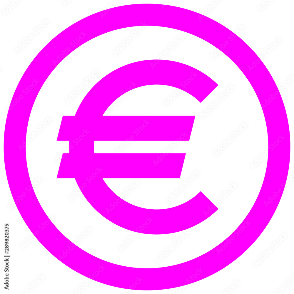 Euro currency sign symbol - purple-pink simple inside of circle, isolated - vector Euro currency sign symbol - purple-pink simple inside of circle, isolated - vector