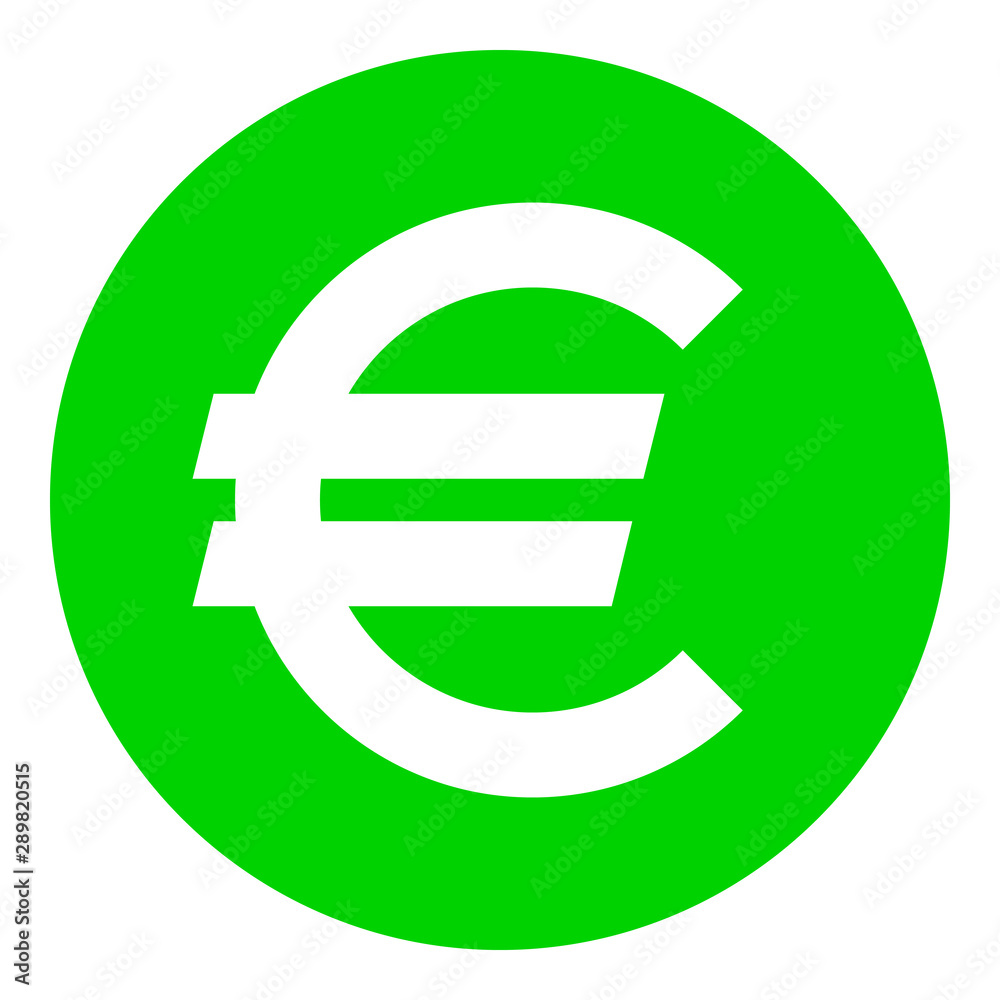 Euro currency sign symbol - green simple inside of circle, isolated - vector Euro currency sign symbol - green simple inside of circle, isolated - vector