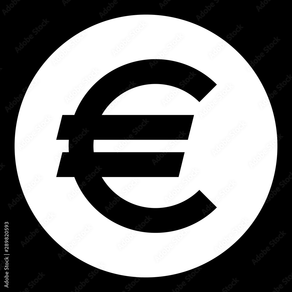 Euro currency sign symbol - white simple inside of circle, isolated - vector Euro currency sign symbol - white simple inside of circle, isolated - vector