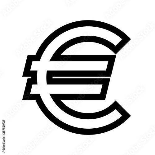 Euro currency sign symbol - black simple outline, isolated - vector