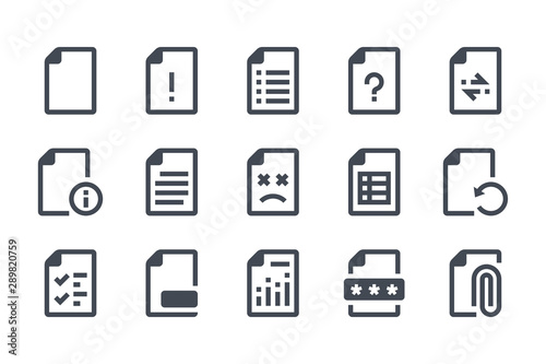 File type glyph icon set. Doc format filled icons. Document information solid vector sign collection.