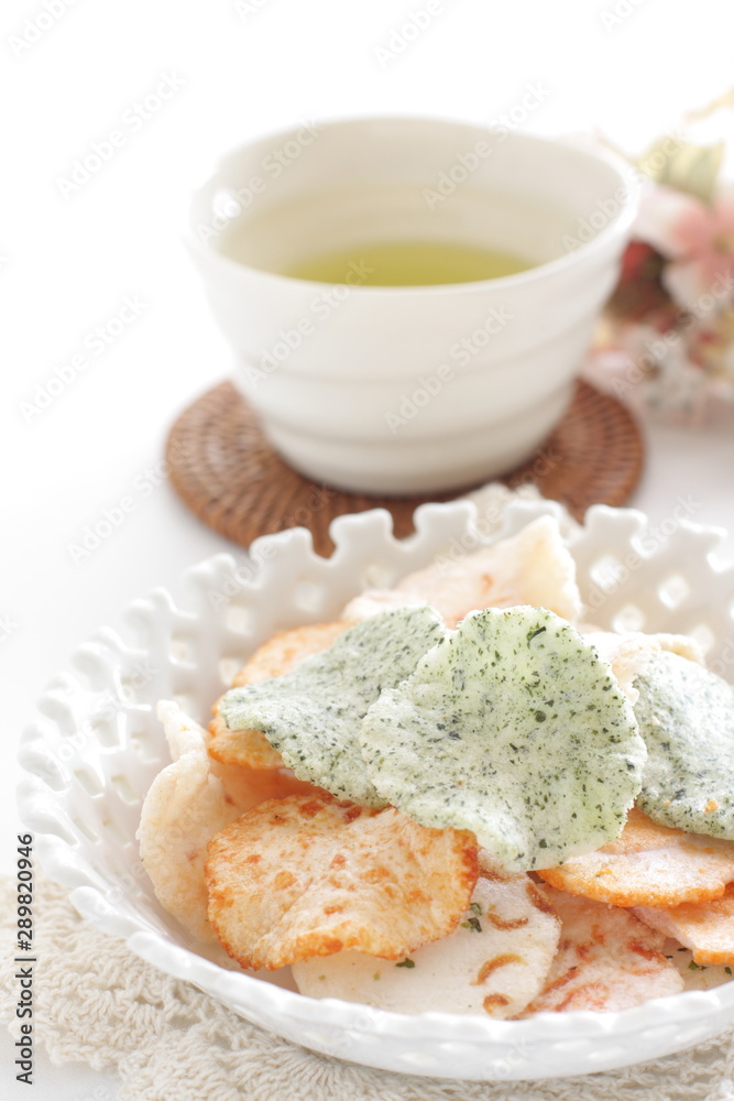 Japanese snack food, assorted rice crackers Japanese snack food, assorted rice crackers