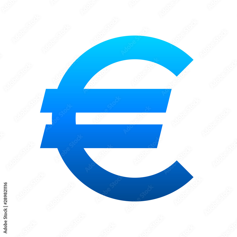 Euro currency sign symbol - blue simple gradient, isolated - vector Euro currency sign symbol - blue simple gradient, isolated - vector