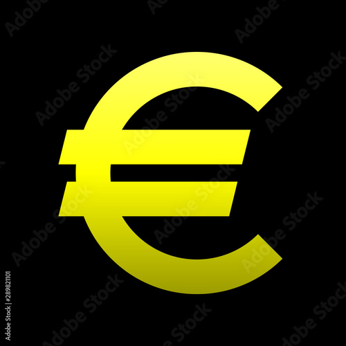 Euro currency sign symbol - yellow simple gradient, isolated - vector