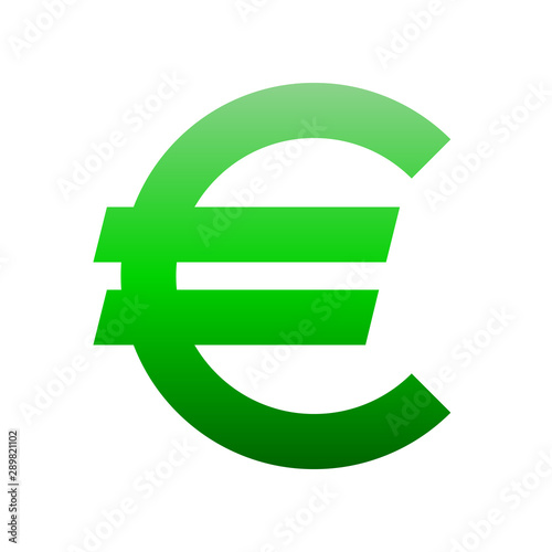 Euro currency sign symbol - green simple gradient, isolated - vector