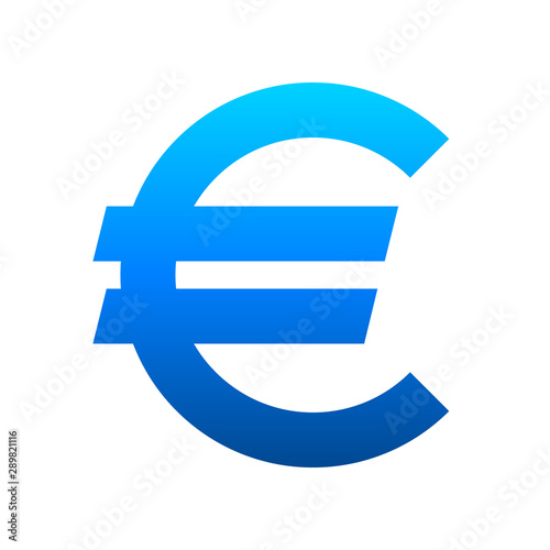 Euro currency sign symbol - blue simple gradient, isolated - vector