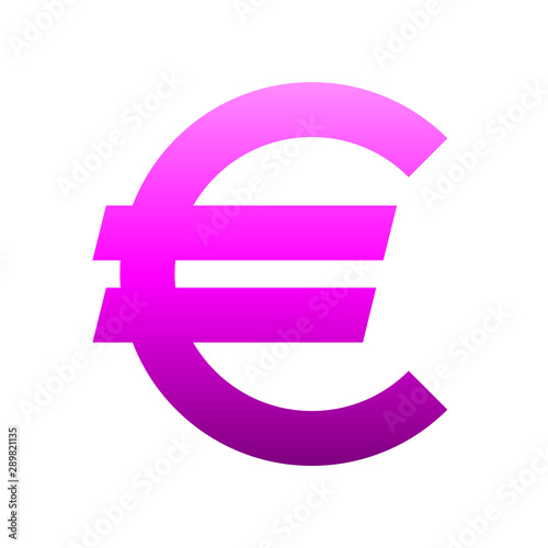 Euro currency sign symbol - purple-pink simple gradient, isolated - vector