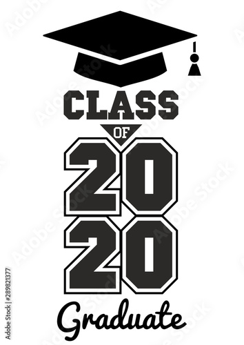 Class of 2020 . The concept of designing congratulations for graduates of the school. T-shirt design. Vector