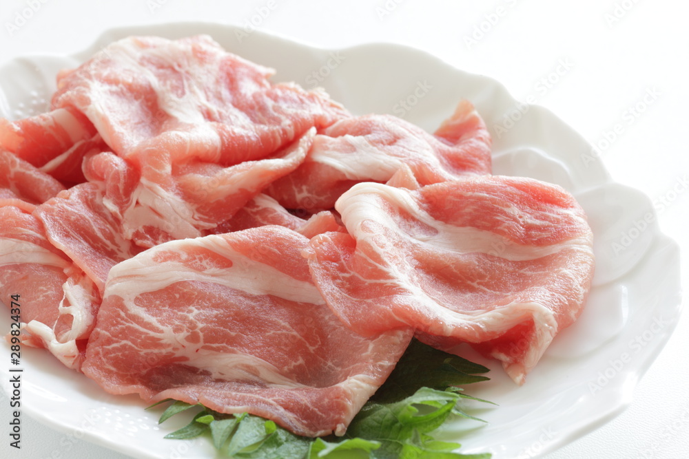 freshness sliced pork for food ingredient prepared