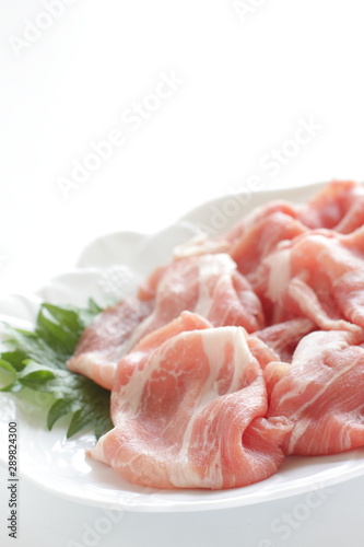 freshness sliced pork for food ingredient prepared