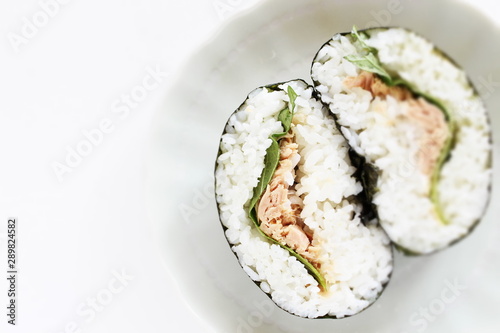 Japanese food, tuna and shiso rice ball