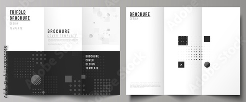 The minimal vector illustration of editable layouts. Modern creative covers design templates for trifold brochure or flyer. Abstract vector background with fluid geometric shapes.