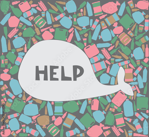 Lettering help. A whale swims in the trash. Ecological Cotostrophe