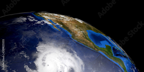 Fototapeta Naklejka Na Ścianę i Meble -  Hurricane Kiko extremely detailed and realistic high resolution 3d illustration. Shot from Space. Elements of this image are furnished by NASA.