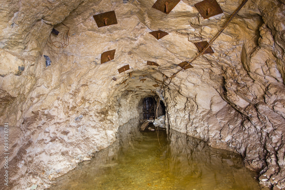 Gold ore mine shaft tunnel underground