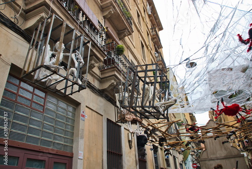 Barcelona, Spain - 14.08.2019: Festa Major in Barcelona, Gracia street festival