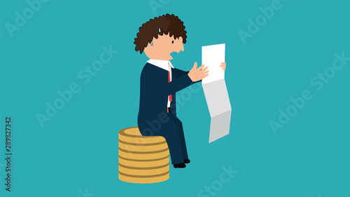 Illustration Of Businessman Runaway From Paper Tax
