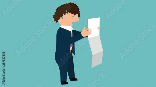 Illustration Of Businessman Runaway From Paper Tax