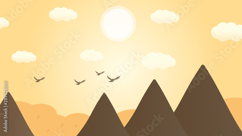 Natural gradient background with landscape Vector