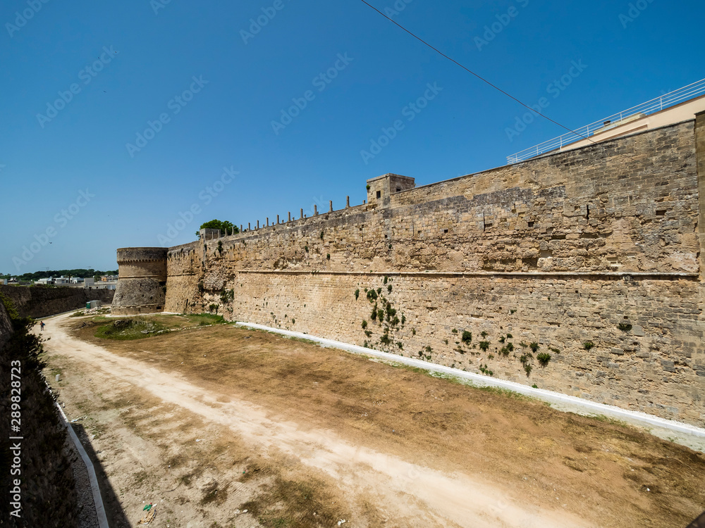 View on historic Aragonese castle, Otranto, Lecce province, Salento peninsula, Puglia, Italy