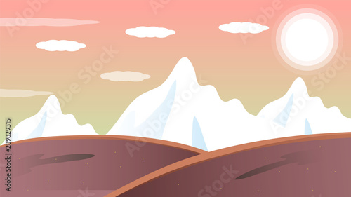 Mountain With Flying Birds Background Vectore