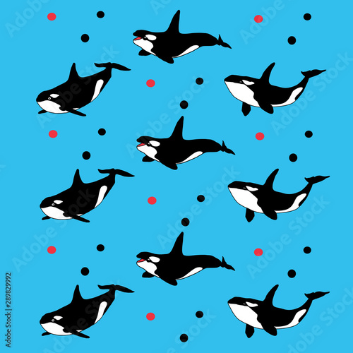 Whales Seamless pattern.  cute characters. Vector illustration. Perfect for kids room wallpaper  wrapping paper  invitations  posters  greeting cards  wall art posters  fabric print.
