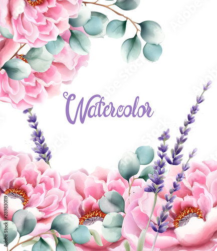 Wild nature watercolor flowers bouquet vector. Delicate postcard