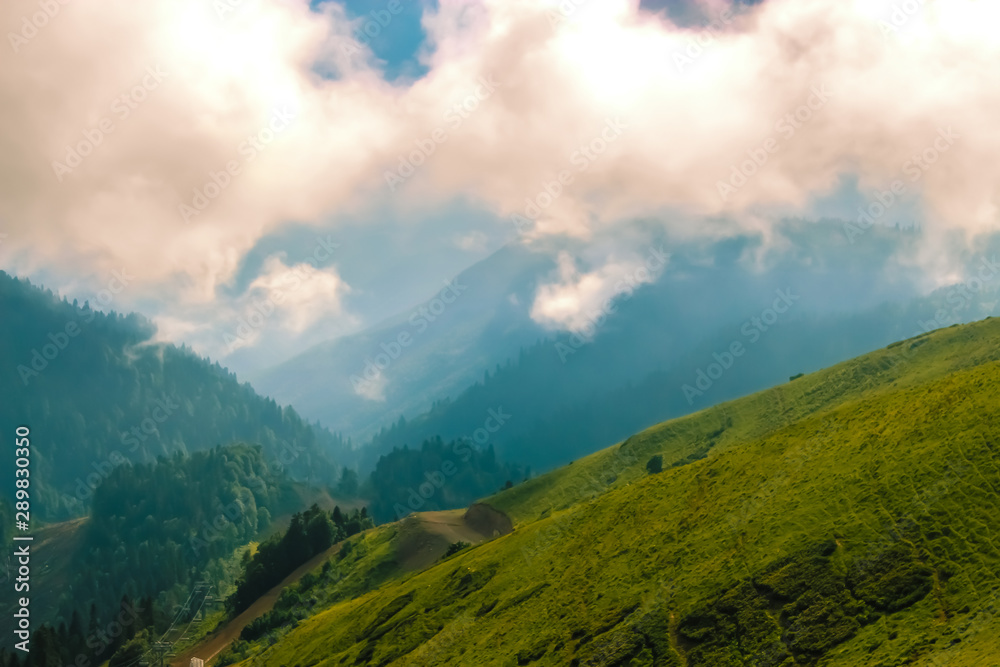 Mountain landscape. clouds over the mountains Mountain landscape. clouds over the mountains
