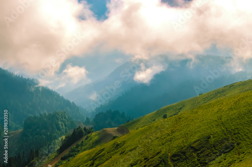Mountain landscape. clouds over the mountains
