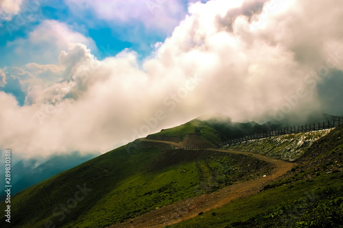 clouds over mountains