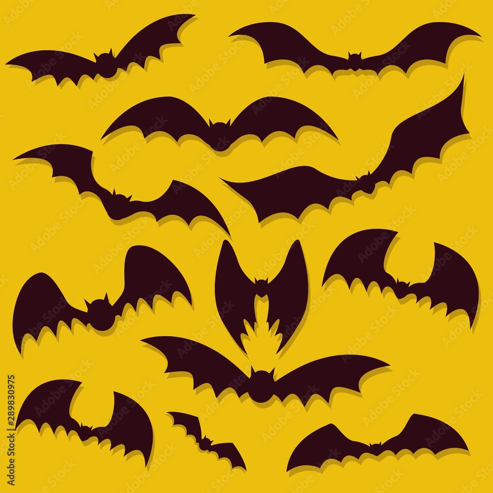 set of bat vector illustration. 