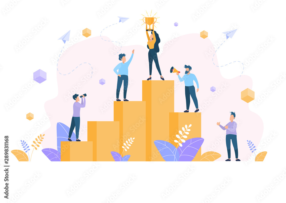 Team success. Winning Cup. Teamwork. Vector illustration Team success. Winning Cup. Teamwork. Vector illustration