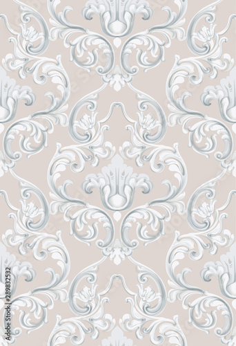 Rococo texture pattern Vector. Floral ornament decoration. Victorian engraved retro design. Vintage grunge fabric decors. Luxury fabrics