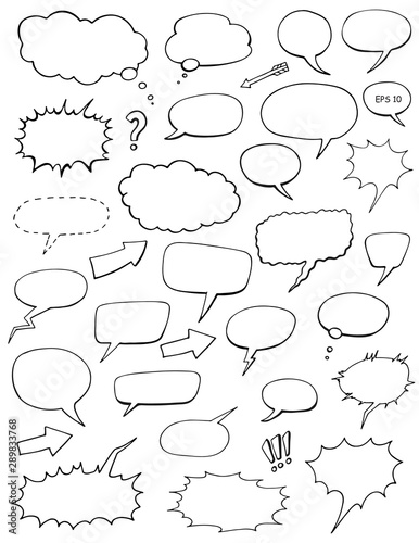 set of hand drawn speech bubbles