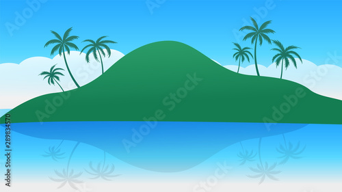 Background scene with green lawn And sky Vector