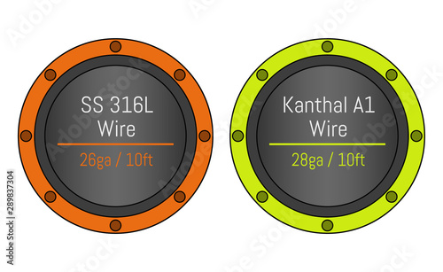 Two wires icon for e-cigarette coil building. Stainless steel and Kanthal wires. Flat style. 