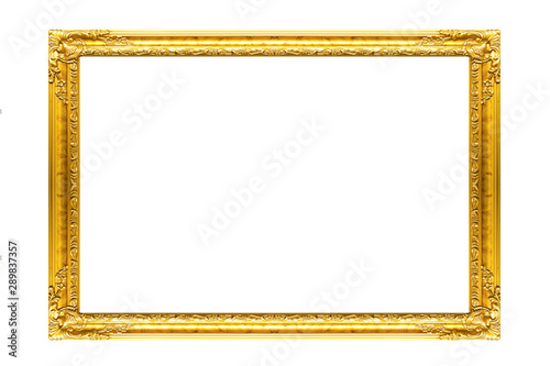gold picture frame isolated on white background