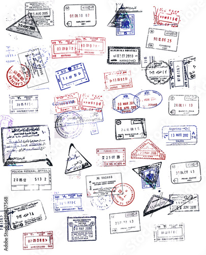 A high quality collection of vector passport stamps.